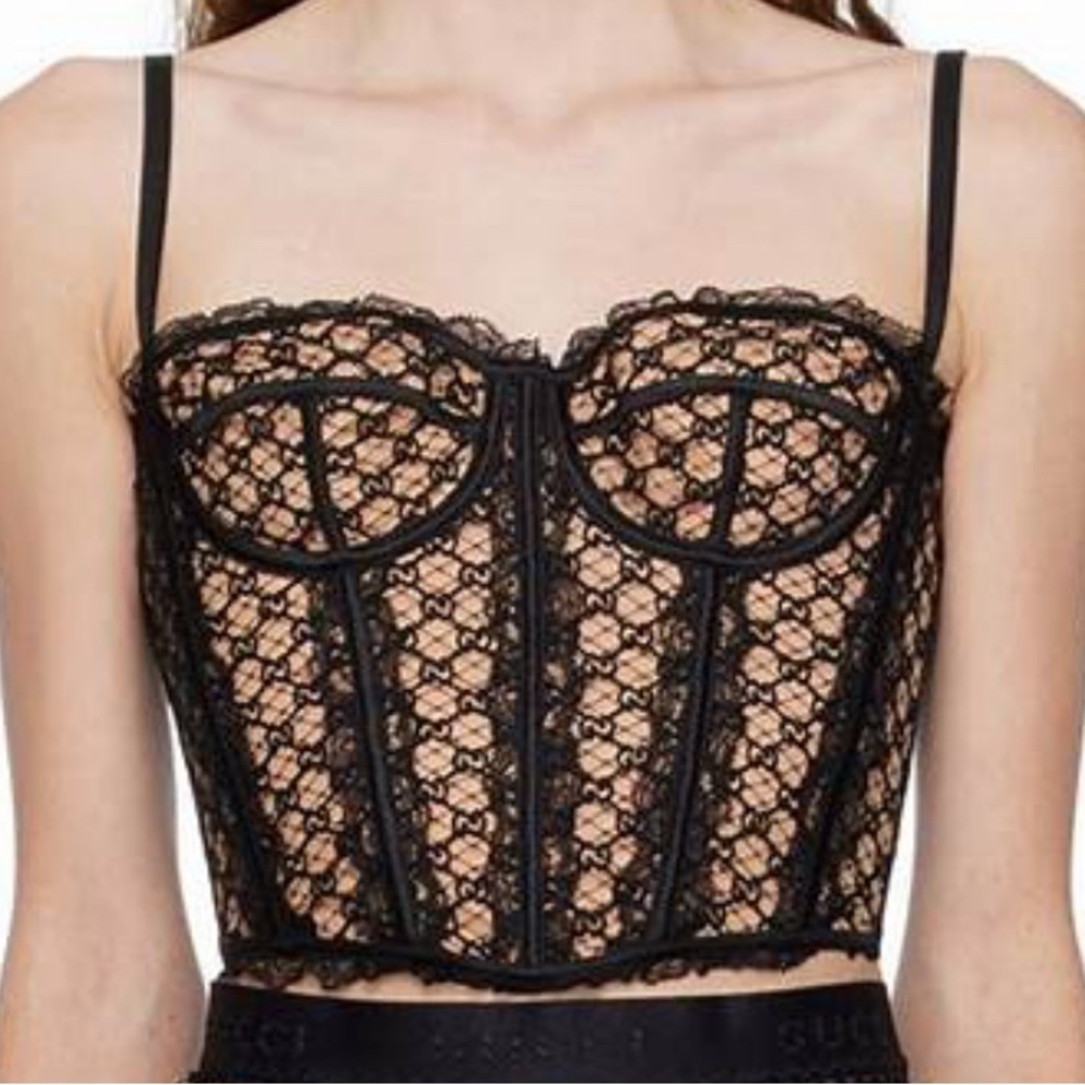 Gucci Black and Nude Lace Corset
